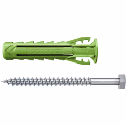 Fischer 567869, Kit de fiches murales et vis, Ciment aéré placé en autoclave, Brique, Béton, Bloc Gypsum, Maçonnerie, Vert, A ...