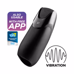 Satisfyer Men Vibration+ Caresse masculine Noir Acrylonitrile-Butadiène-Styrène (ABS), Silicone