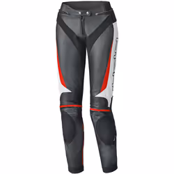 Held Lane II Pantalon en cuir de moto pour dames, noir-blanc-rouge, taille 40 pour Femmes