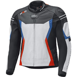 Held Street 3.0 Veste de moto en cuir, blanc-rouge-bleu, taille 48 pour Hommes