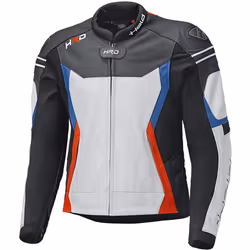 Held Street 3.0 Veste de moto en cuir, blanc-rouge-bleu, taille 48 pour Hommes