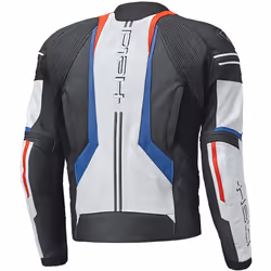 Held Street 3.0 Veste de moto en cuir, blanc-rouge-bleu, taille 48 pour Hommes