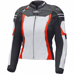Held Street 3.0 Veste en cuir de moto pour femmes, blanc-rouge, taille 36