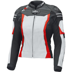 Held Street 3.0 Veste en cuir de moto pour femmes, blanc-rouge, taille 36