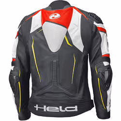 Held Safer II Veste de moto en cuir, noir-blanc-rouge, taille L pour Hommes