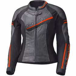 Held Debbie II Blouson en cuir de moto perforé pour femmes, noir-rouge, taille 36