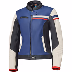 Held Midway Veste en cuir de moto pour dames, blanc-rouge-bleu, taille 36 pour Femmes
