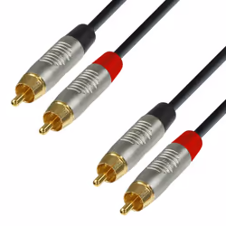 adam hall K4 TCC 0150, 2 x RCA, Mâle, 2 x RCA, Mâle, 1,5 m, Noir, Argent
