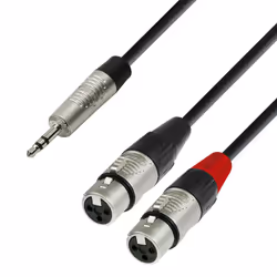 adam hall K4 YWFF 0180, 3,5mm, Mâle, 2 x XLR (3-pin), Femelle, 1,8 m, Noir, Argent