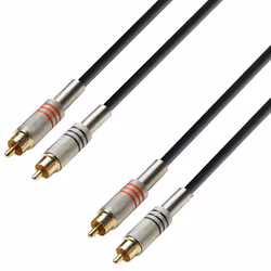 adam hall K3 TCC 0100, 2 x RCA, Mâle, 2 x RCA, Mâle, 1 m, Noir, Argent
