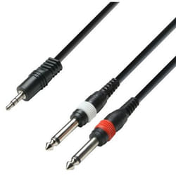 adam hall 3 Star câble audio 3 m 3,5mm 2 x 6,35 mm TS Noir, Rouge, Blanc