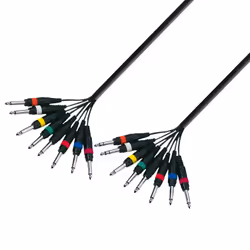 adam hall K3L8PP0500, 8 x 6,35 mm TRS, Mâle, 8 x 6,35 mm, Mâle, 5 m, Noir