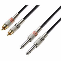 adam hall 3 Star, 2 x RCA, Mâle, 2 x 6,35 mm, Mâle, 3 m, Noir, Or, Rouge, Argent