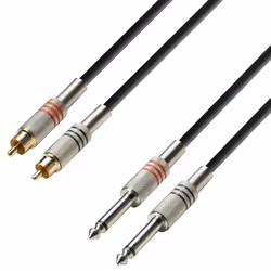 adam hall K3 TPC 0600, 2 x RCA, Mâle, 2 x 6,35 mm TRS, Mâle, 6 m, Noir, Argent