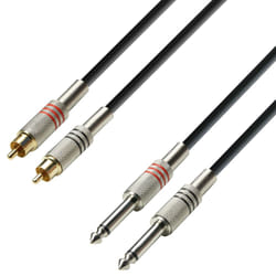 adam hall K3 TPC 0600 câble audio 6 m 2 x RCA 2 x 6,35 mm TRS Noir, Argent