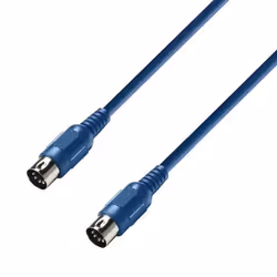 adam hall K3 MIDI 0300 BLU, DIN (5-pin), Mâle, DIN (5-pin), Mâle, 3 m, Bleu