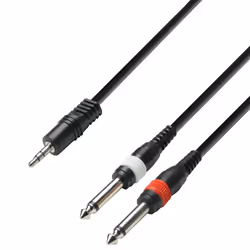 adam hall K3 YWPP 0600, 3,5mm, Mâle, 2 x 6,35 mm TRS, Mâle, 6 m, Noir