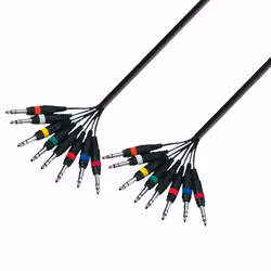 adam hall K3 L8 PP 0300, 8 x 6,35 mm TRS, Mâle, 8 x 6,35 mm TRS, Mâle, 3 m, Noir