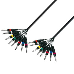 adam hall K3 L8 PP 0300 câble audio 3 m 8 x 6,35 mm TRS Noir
