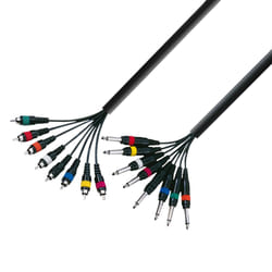 adam hall K3 L8 PC 0300 câble audio 3 m 8 x RCA 8 x 6,35 mm TRS Noir