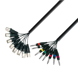 adam hall K3 L8 MV 0300 câble audio 3 m 8 x 6,35 mm TRS 8 x XLR (3-pin) Noir