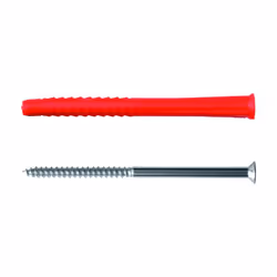 TOX Constructor + Screw, Kit de fiches murales et vis, Béton, Métal, Plastique, Gris, Rouge, 1 cm, 135 mm