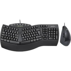 Kit Souris + Clavier Ergonomique - PERIXX - PERIDUO-512 - Filaire - QWERTY - Noir