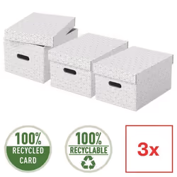 Boîtes de rangement - ESSELTE - Format M - Lot de 3 - Carton recyclé - Blanc