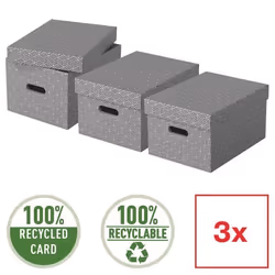 Boîtes de rangement - ESSELTE - Format M - Lot de 3 - Carton recyclé - Couleur gris
