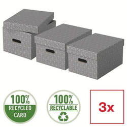 Boîtes de rangement - ESSELTE - Format M - Lot de 3 - Carton recyclé - Couleur gris