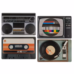 Set de table - Nostalgie - Rétro - Plastique - 43 cm x 28 cm - Lot de 4