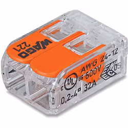 Wago 221-412 connecteur de fils Cage Clamp Orange, Transparent