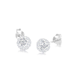 Elli by Julie & Grace Boucles d'oreilles pour femmes Boucles d'oreilles élégantes en argent sterling 925 avec boule de cristal Blanc