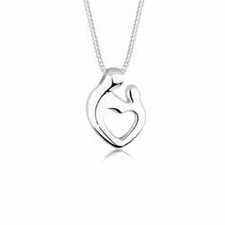 Elli by Julie & Grace Collier femme Coeur Pendentif mère et enfant en argent 45 cm, Collier ras du cou, Chaîne à maillons câb ...