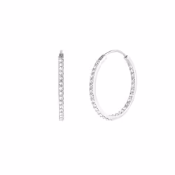 Elli by Julie & Grace Boucles d'Oreilles Creole Boucles d'oreilles Femme - (925/1000) Argent Cristal