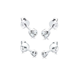 Elli by Julie & Grace Boucles d'Oreilles Solitaire Ensemble Cristaux en Argent 925 Blanc