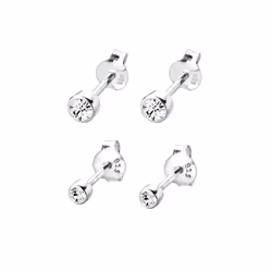 Elli by Julie & Grace Boucles d'Oreilles Solitaire Ensemble Cristaux en Argent 925 Blanc