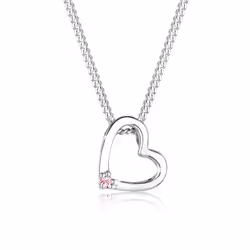 Elli by Julie & Grace Collier Femme Coeur Cristal en Argent 925 Rose, Collier matinée, Chaîne à maillons câblés, Hearts & Lov ...