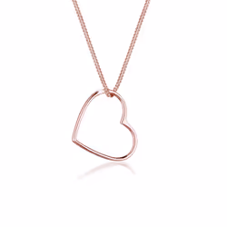 Elli by Julie & Grace Collier Femme Coeur Amour Pendentif - (925/1000) Argent Or rose, Collier matinée, Chaîne à maillons câb ...