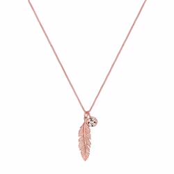 Elli by Julie & Grace Collier Femme Plume Cristal en Argent Sterling 925 Or rose