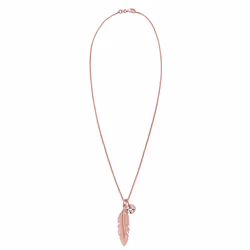 Elli by Julie & Grace Collier Femme Plume Cristal en Argent Sterling 925 Or rose