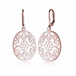 Elli by Julie & Grace Boucles d'Oreilles Femme Ornement Florales - Argent (925/1000) Or rose, Femelle, Argent sterling, Or ro ...
