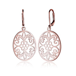 Elli by Julie & Grace Boucles d'Oreilles Femme Ornement Florales - Argent (925/1000) Or rose