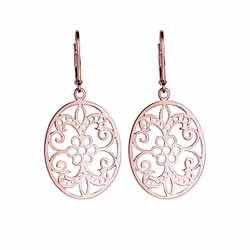 Elli by Julie & Grace Boucles d'Oreilles Femme Ornement Florales - Argent (925/1000) Or rose