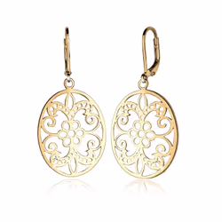 Elli by Julie & Grace Boucles d'Oreilles Femme Ornement Florales - Argent (925/1000) Or, Femelle, Argent sterling, Or