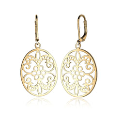 Elli by Julie & Grace Boucles d'Oreilles Femme Ornement Florales - Argent (925/1000) Or
