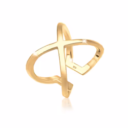 Elli by Julie & Grace Bague Croix 925 Argent Or, Anneau de croisement, Femelle, Argent sterling, Taille ajustable