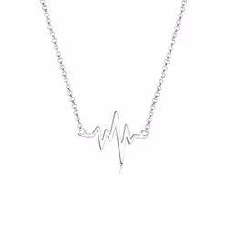 Elli by Julie & Grace Collier Femme Amour Pulsation de Coeur en Argent Sterling (925/1000) 45 cm, Collier matinée, Chaîne à m ...