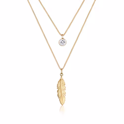 Elli by Julie & Grace Collier Femme Plume Boho Festival avec Cristal en Argent Sterling Or, Collier multi-rangs, Chaîne à mai ...