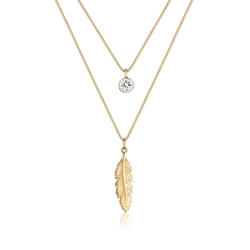 Elli by Julie & Grace Collier Femme Plume Boho Festival avec Cristal en Argent Sterling Or